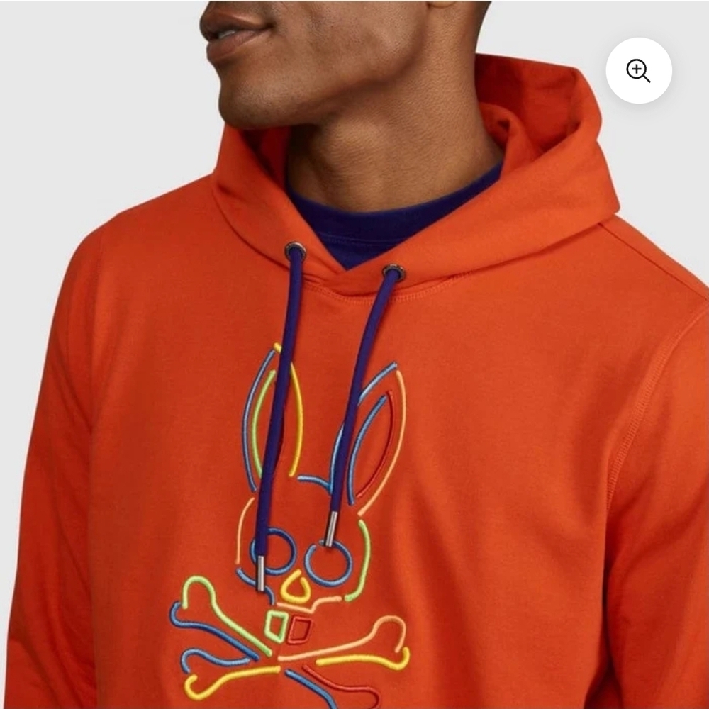 Men's Orange Hoodie with Graphic Design
